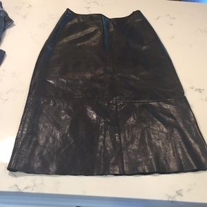 Black leather a-line skirt